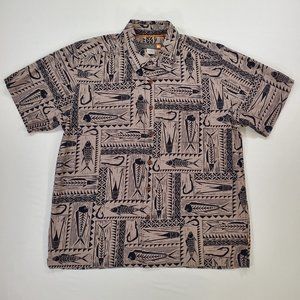 Quiksilver Waterman Shirt Clifton Beach Mens Medium Hook Line & Sinker Button Up